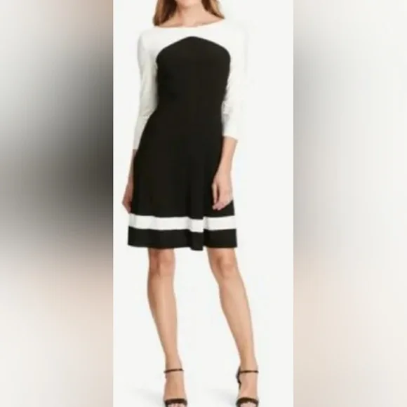 American Living Colorblocked Cap-Sleeve Dress - Black 16 American Living Colorblocked Cap-Sleeve Dress - Black 16